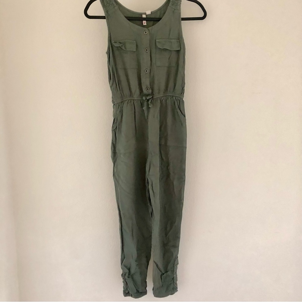 SO Sleeveless Olive Green Jumpsuit. Size 10/12